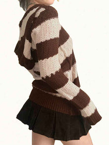 Rapcopter Prepply Kawaii Sweaters Striped Hooded Jumpers Vin