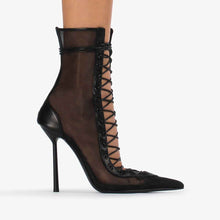 Mesh Patent Leather High-Heel Sandals For Women
