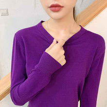 Womens Long-sleeve Knitted Pullover With A Crew Neck Lightweight Sweater Top