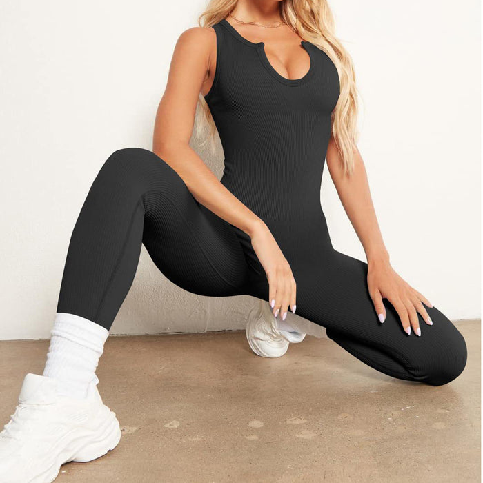 Combinaison sans manches pour femme en maille hautement élastique