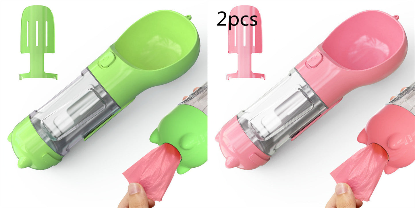 Pet Water Bottle Feeder Bowl Garbage Bag Storage Portable Pet Outdoor Travel 3 In 1 Dog Water Bottle by Mirlaine Univers