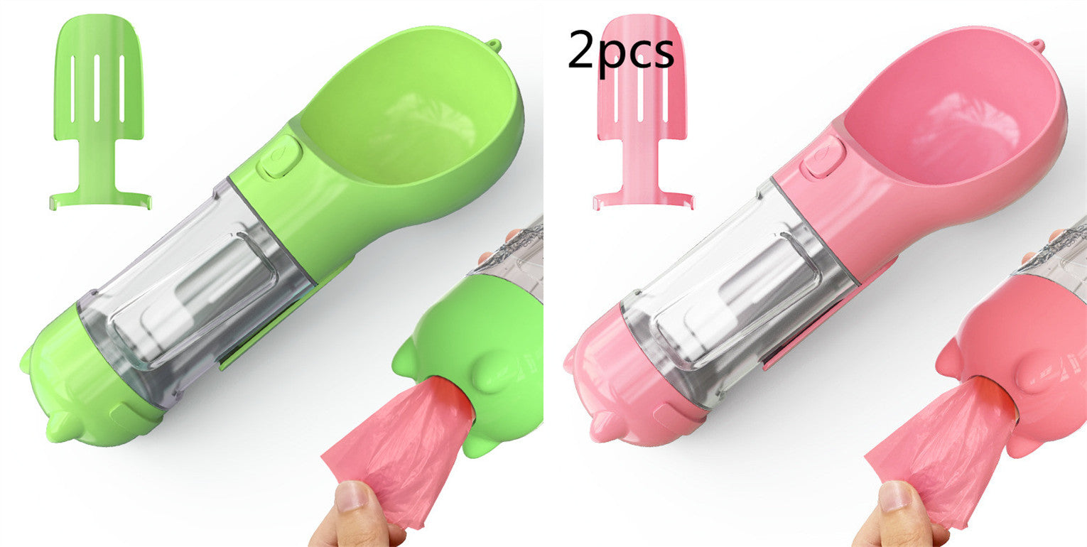 Pet Water Bottle Feeder Bowl Garbage Bag Storage Portable Pet Outdoor Travel 3 In 1 Dog Water Bottle by Mirlaine Univers