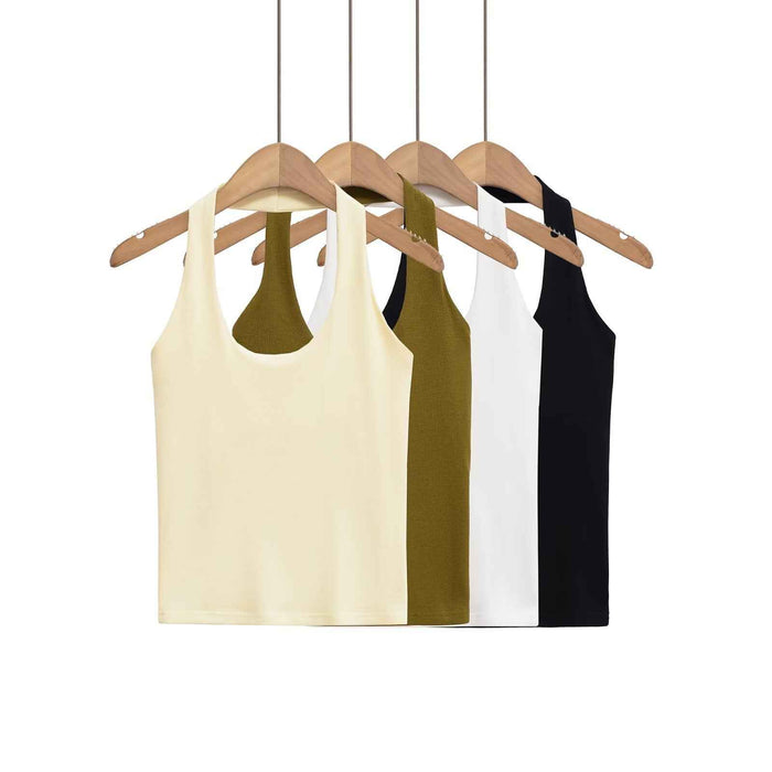 Haut tendance à col nu, coupe ajustée et dos nu, facile à assortir