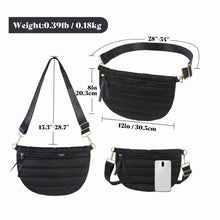 Womens Casual Quilted Solid-Color Down Waist Bag Shoulder Bag