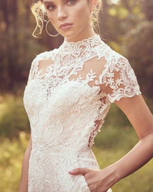 Bride Pants Suit Wedding Bridal Gowns Short Sleeve Jumpsuit by Mirlaine Univers