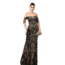Off-neck Tassel Sequined Fishtail Evening Dress For Banquet by Mirlaine Univers
