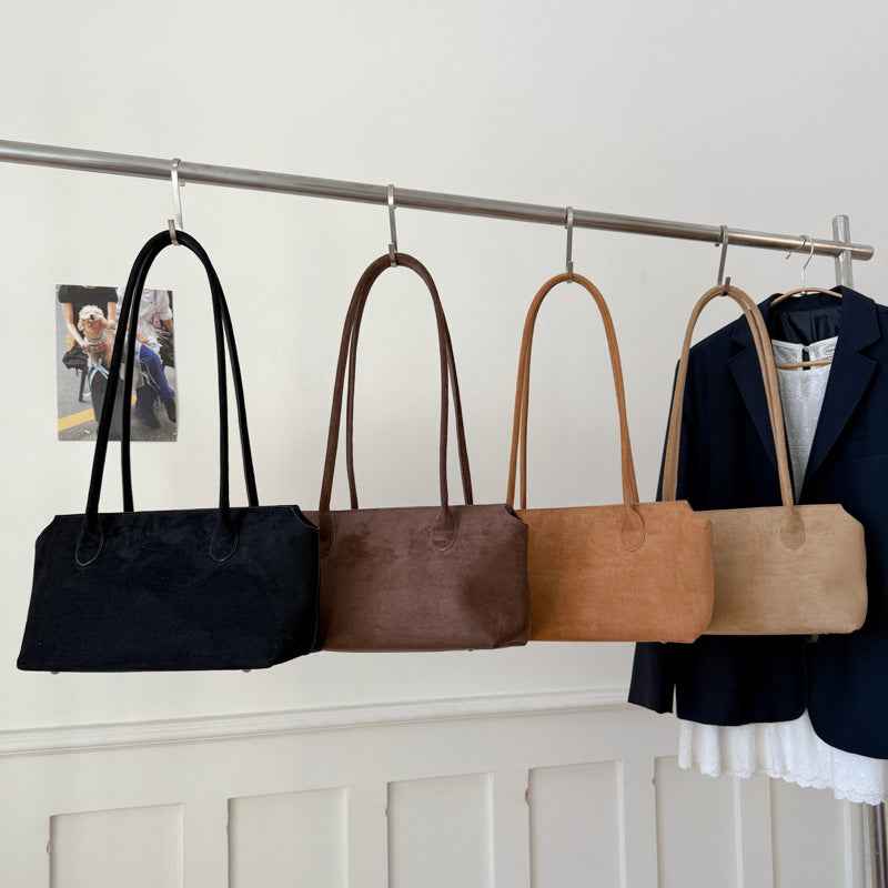 Fashionable Simple Retro Suede Large-Capacity Tote Bag