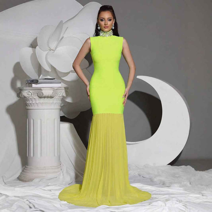Women's Bandage Mesh-Panel Long Dress