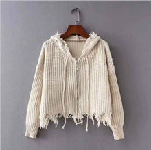 European And American Hooded Tassel Zipper Sweaters Coat