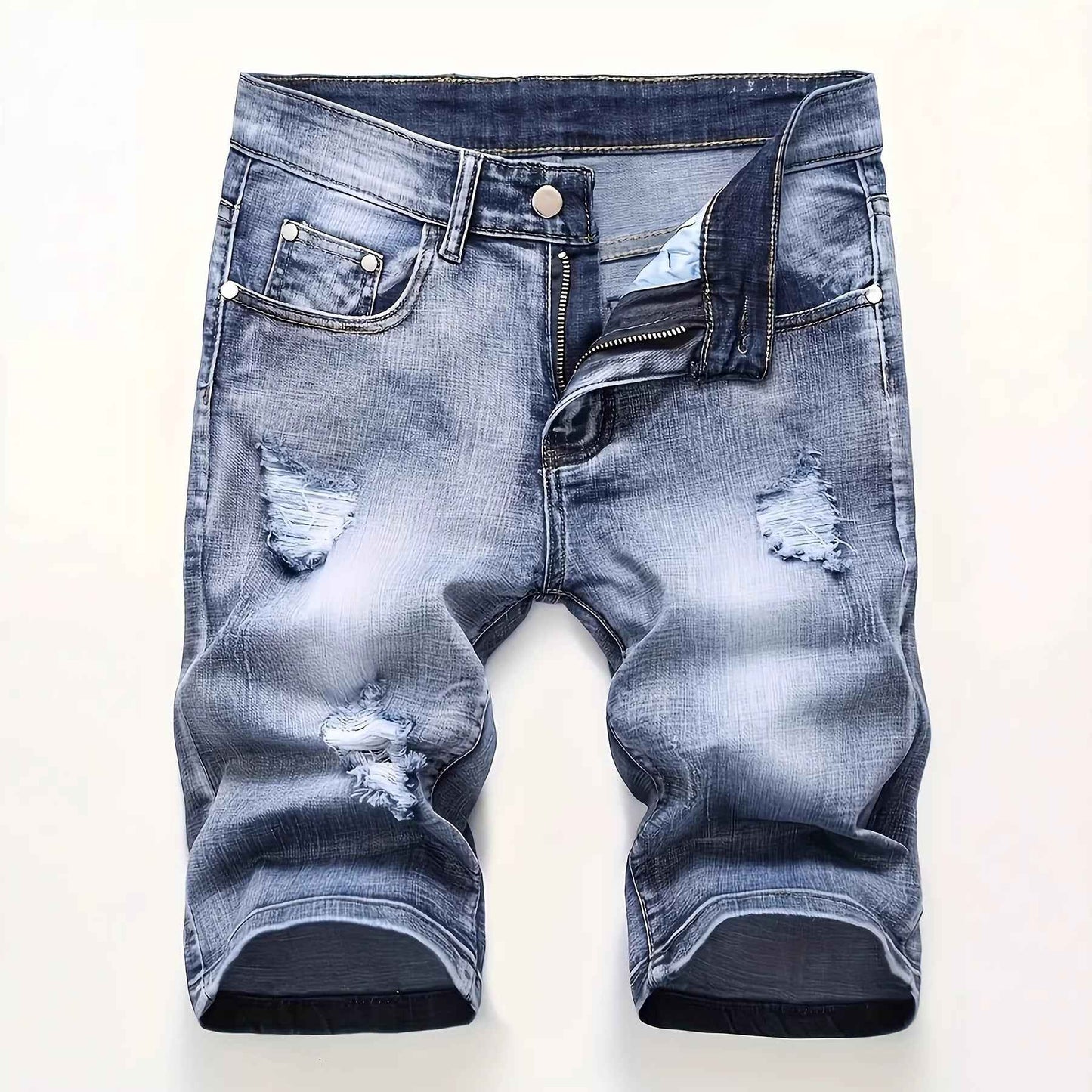 Men's Denim Shorts Summer Ripped Stretch