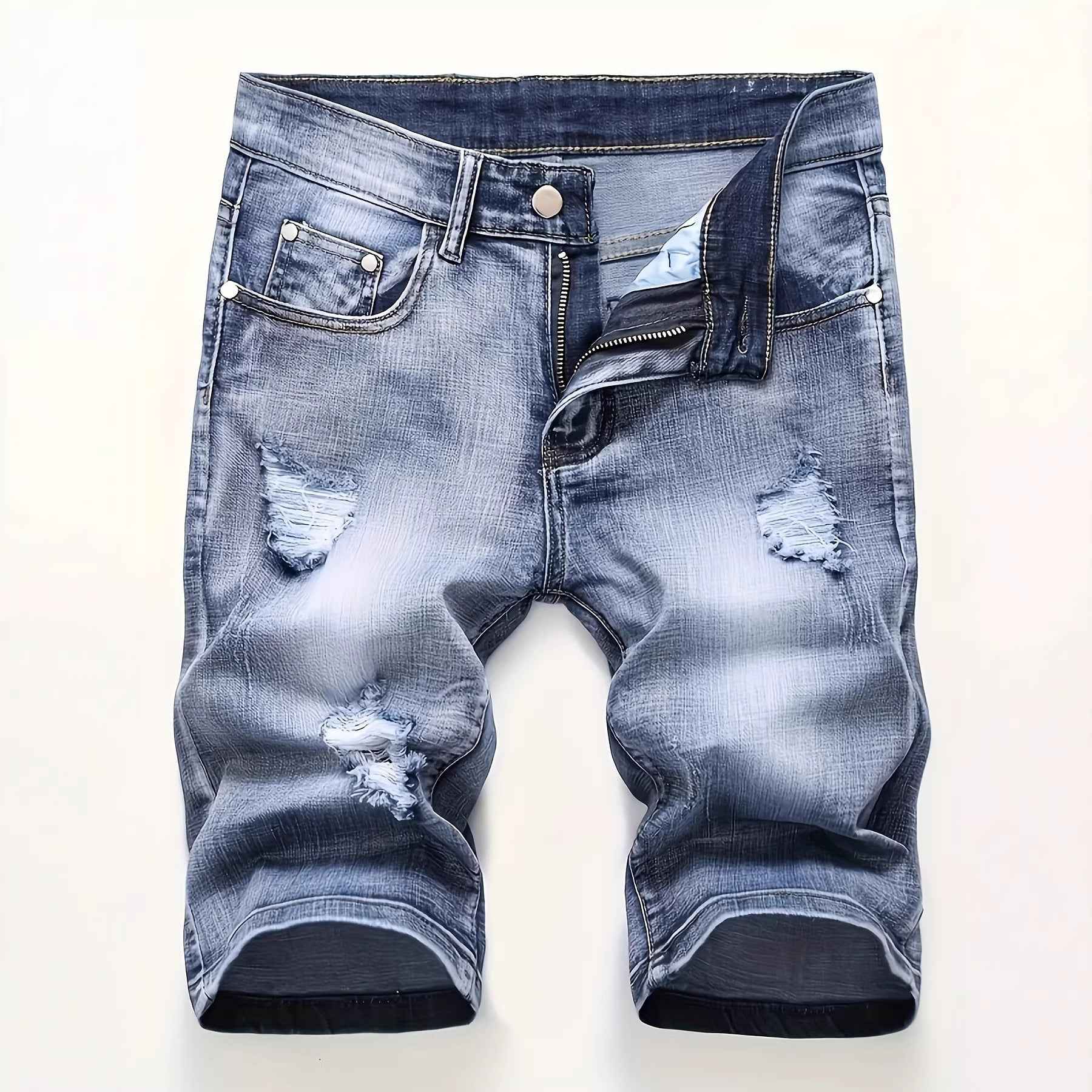 Men's Denim Shorts Summer Ripped Stretch