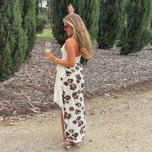 Fully Managed V-Neck Printed Patchwork Chic Long Dress