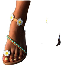European And American-style Floral Rhinestone Flat Sandals For Women