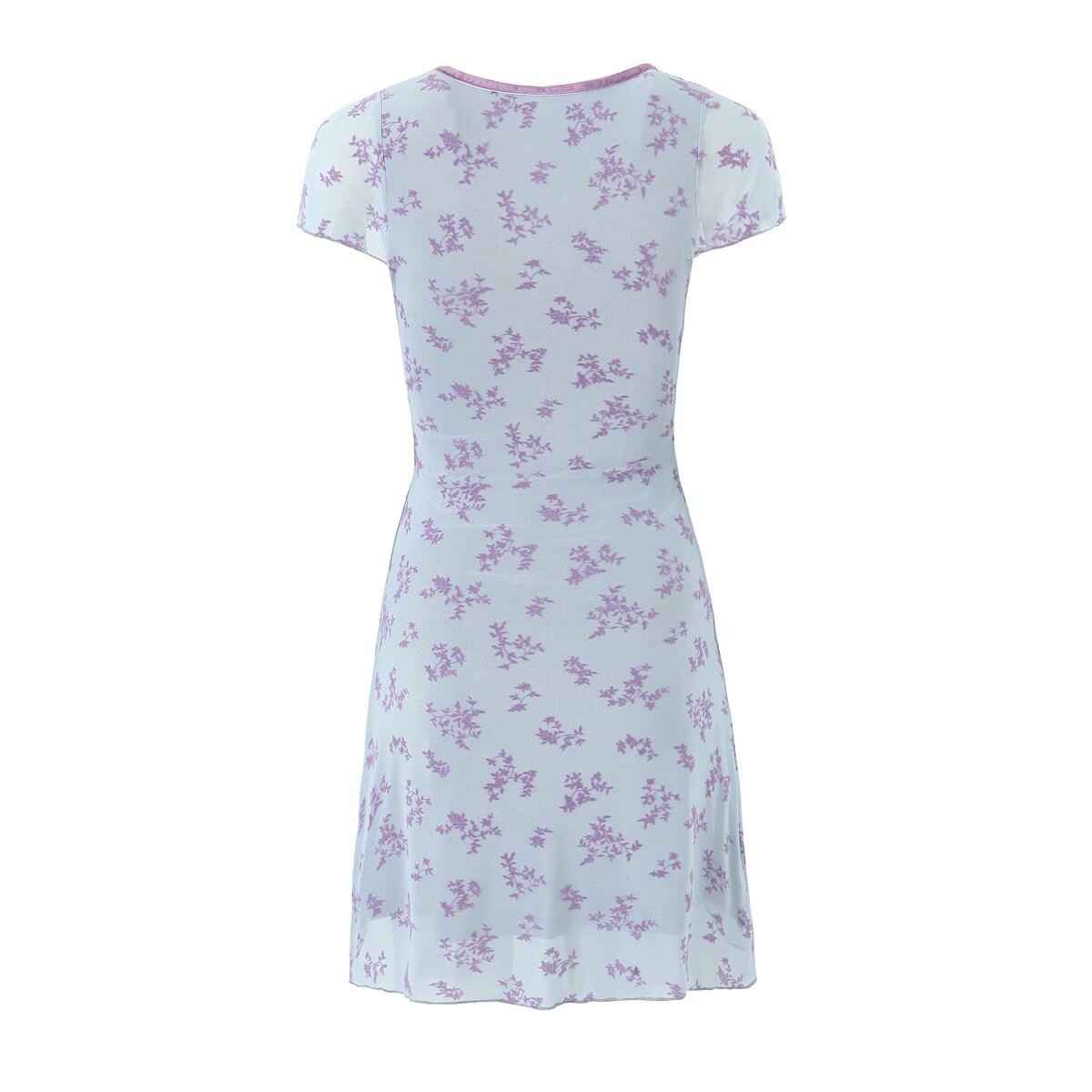 Retro Sexy Deep V-Neck Floral Mini Dress