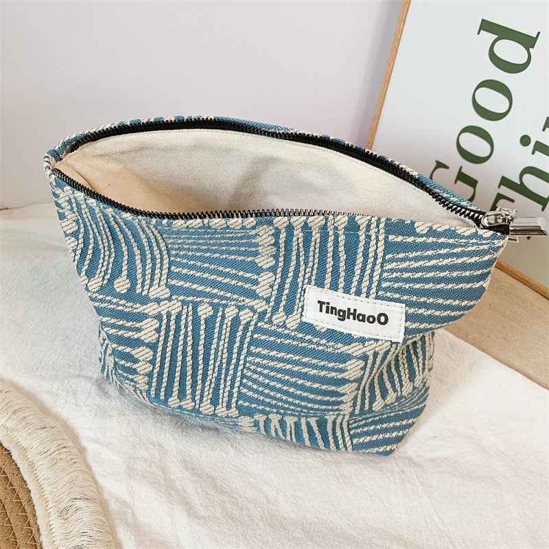 Womens Geometric-Line Fabric Cosmetic Bag