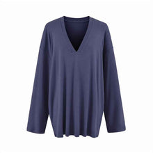 Versatile Old Money Style V-Neck Loose-Fit Long-Sleeve