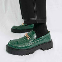 Men's Autumn Thick Bottom Crocodile Pattern Loafers Leather Shoes