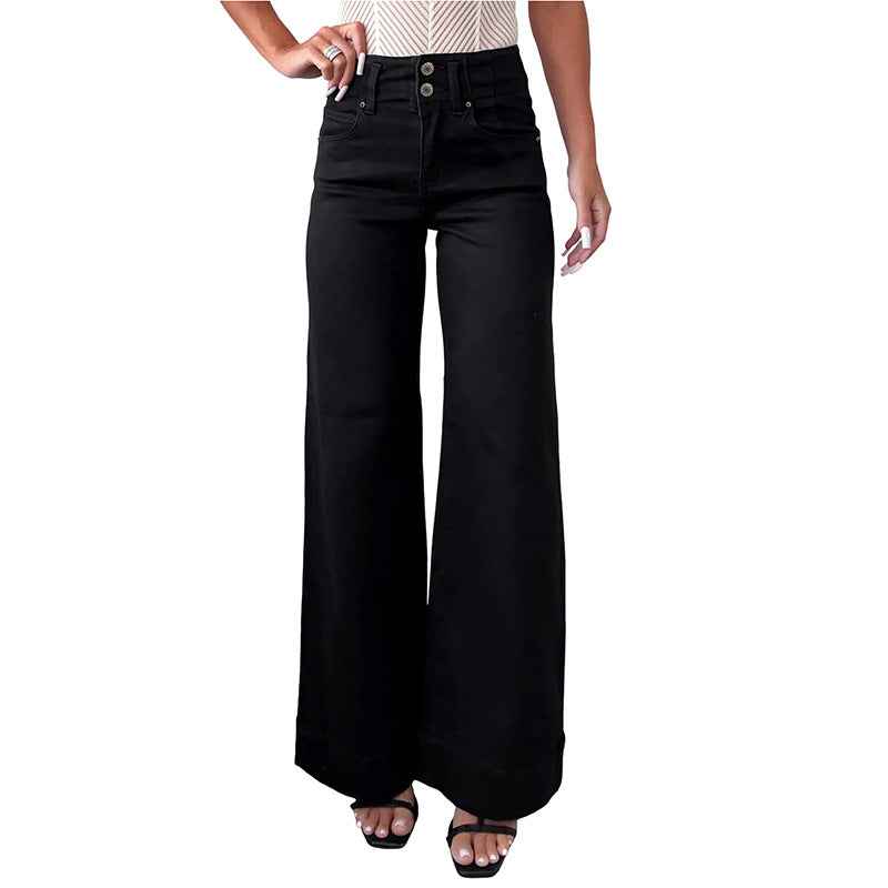 Solid-color Jeans Women's European And American Style Casual Versatile