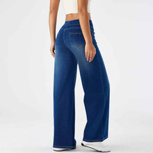 High-waisted Loose-fitting Zip-fly Wide-leg Womens Jeans