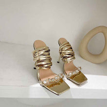 New Style Rhinestone Roman Cross Strap Sandals Women