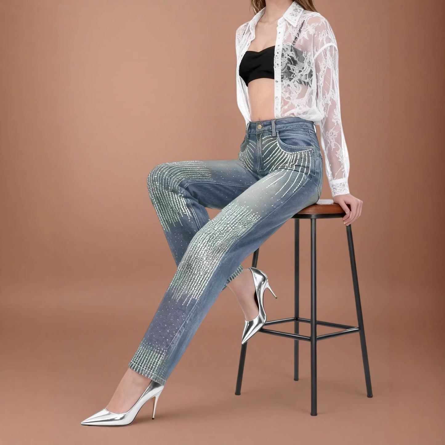 Cross-border Amazon Temu Independent Site Womens Stretch Jeans by Mirlaine Univers