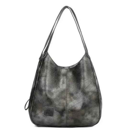 Vintage Large Capacity Shoulder Bags For Women Retro PU Leat