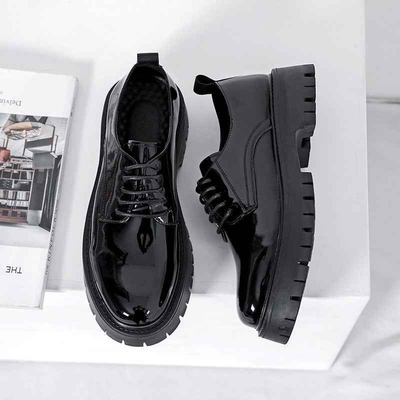 Plus Size Men's Shoes Fashion Shiny Surface Big Head Leather Shoes British Style
