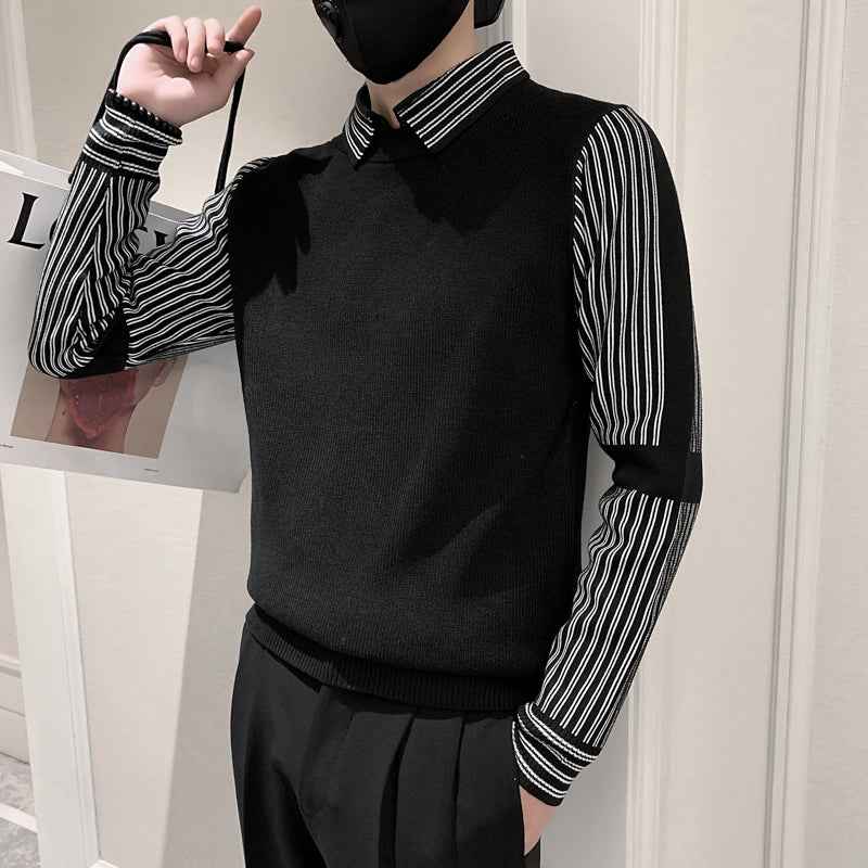 Fake Two Pieces Sweaters Men's Base Knitting