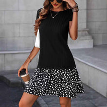 Wide-striped Brushed Short-sleeve Dress For Women