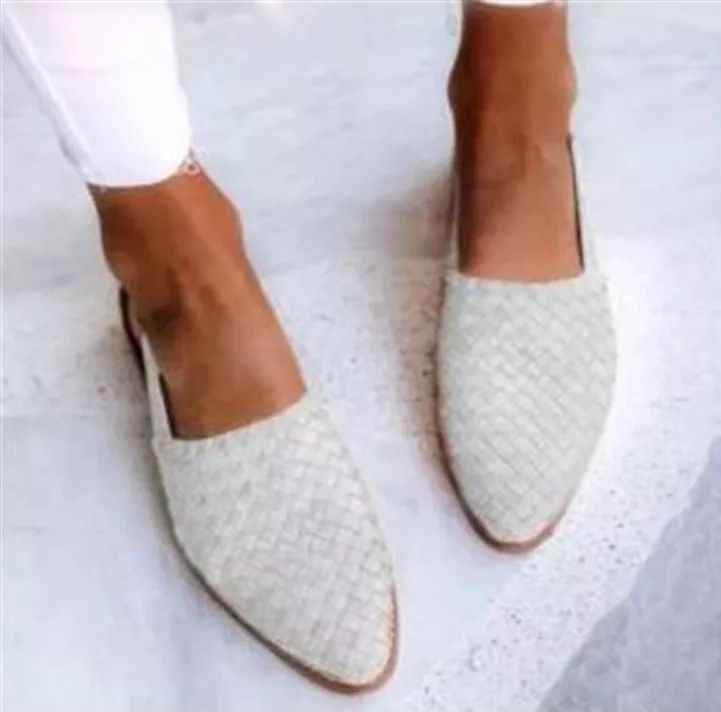 Pointed Toe Cap Buckle Flat Sandals Women