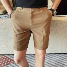 Men's Slim-Fit Striped Solid-Color Fashion Suit Shorts