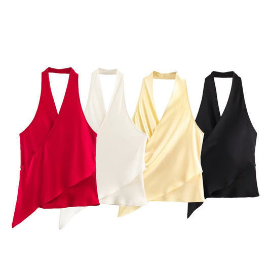 European And American-style Fashionable Versatile Satin-textured Halter-neck Top by Mirlaine Univers European And American-style Fashionable Versatile Satin-textured Halter-neck Top Mirlaine Univers european-and-american-style-fashionable-versatile-satin-textured-halter-neck-top 0 European And American-style Fashionable Versatile Satin-textured Halter-neck Top Mirlaine Univers European And American-style Fashionable Versatile Satin-textured Halter-neck Top