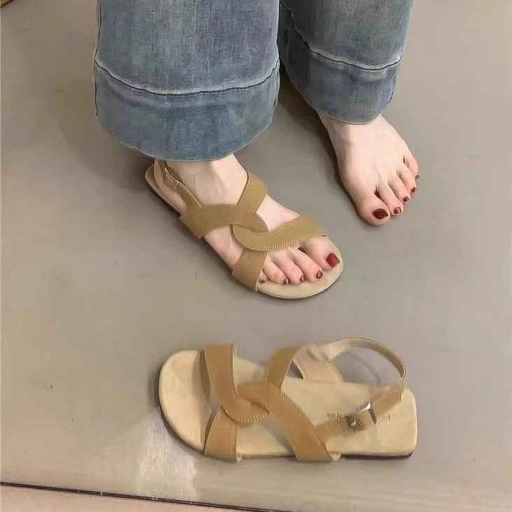 Retro Cross Strap Buckle Sandals For Women Summer