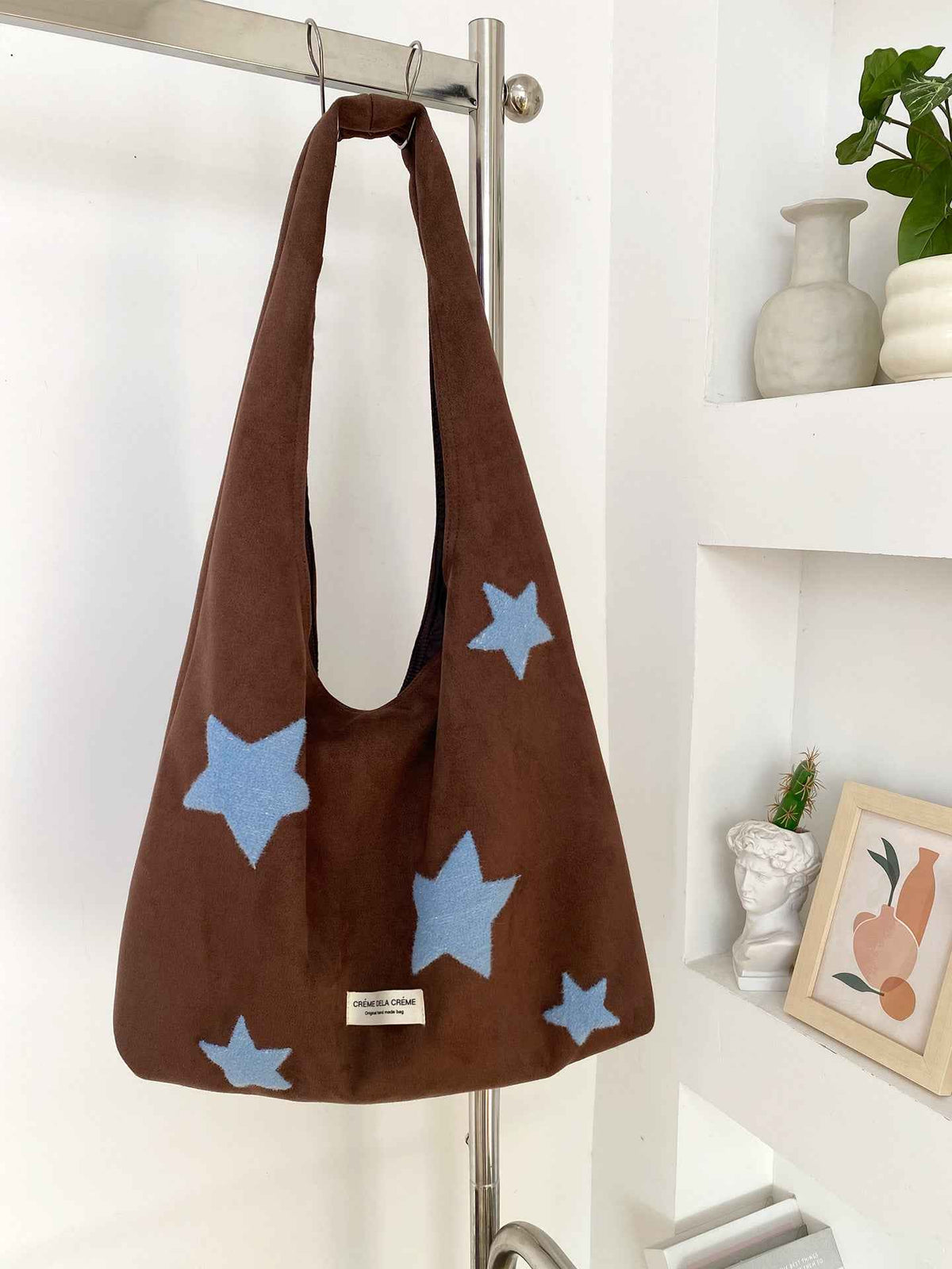 Korean-style Star-embroidered Single-shoulder Bag Large-capacity Plush Tote Bag