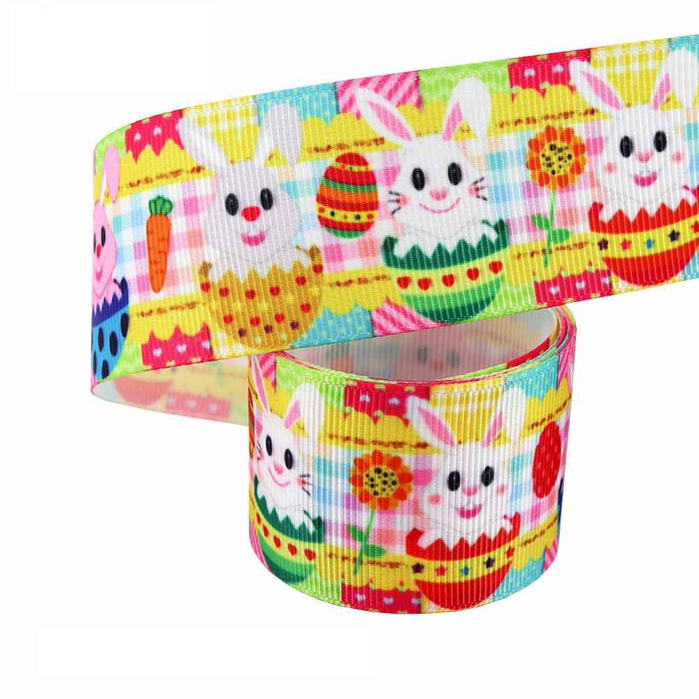 New Easter Printed Egg Ribbon Gift Packing Ribbon Rabbit Radish Scene