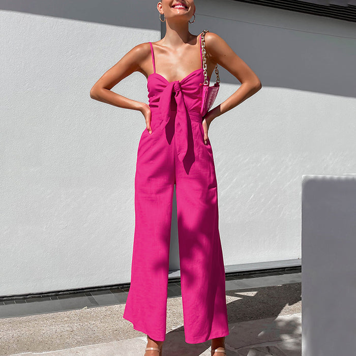 Combinaison pantalon large à bretelles pour femme, style décontracté et ample