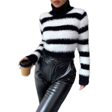 Women's Turtleneck Striped Sweater Top