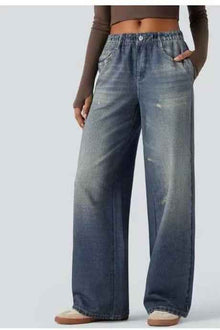 American-style Loose Wide-leg AutumnWinter New High-waist Slimming Denim Jeans For Women