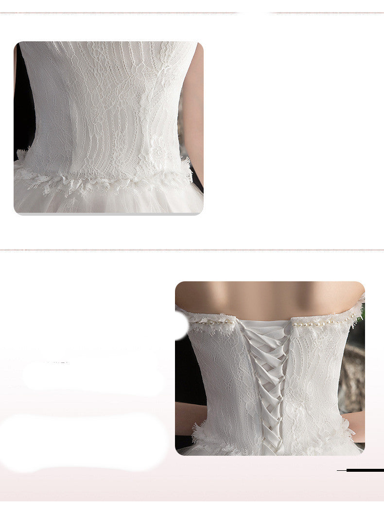 Short Front And Back Length Small Trailing Wedding Dress by Mirlaine Univers