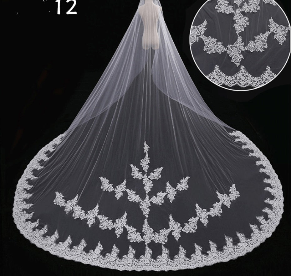 Bridal Wedding Dress Long Tail Luxury Super Fairy Wedding Veil by Mirlaine Univers