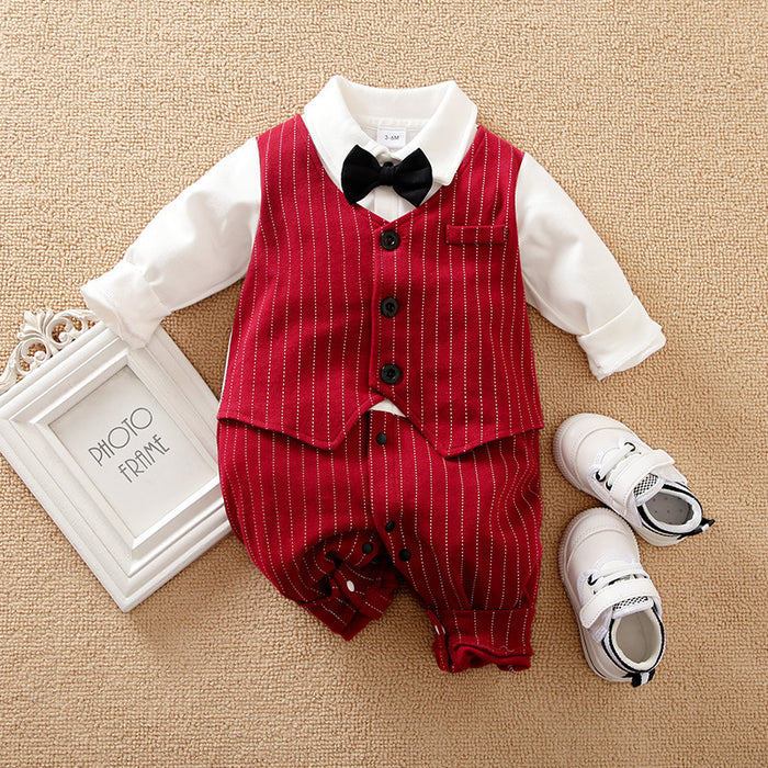 Baby Boy Gentleman Jumpsuit For Autumn Wear