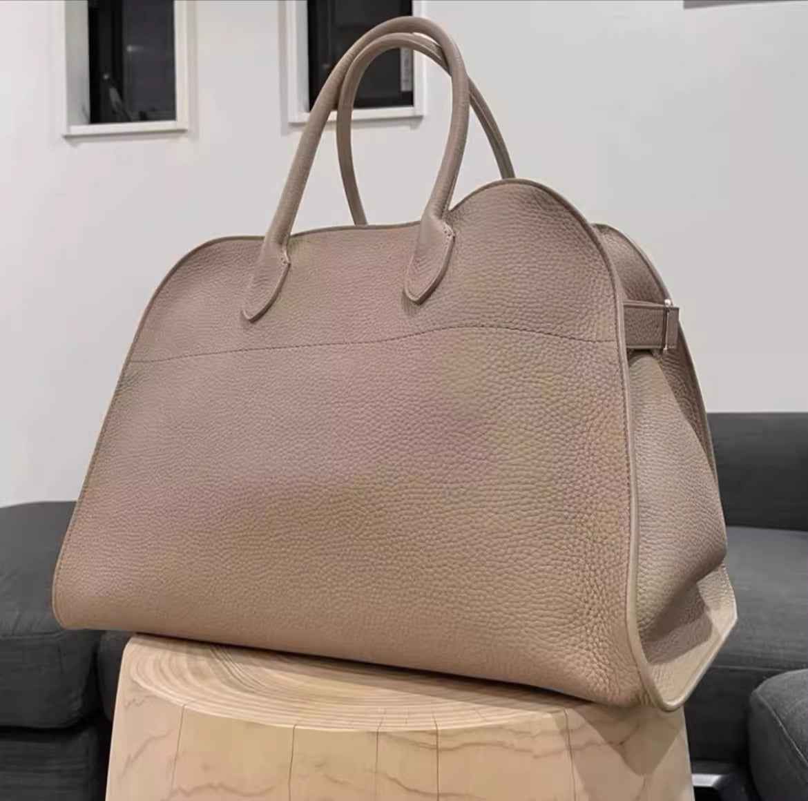 Womens Commuter Tote Bag In Textured Suede