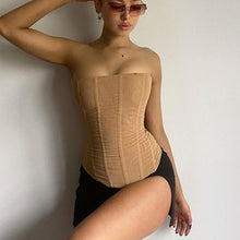 Skinny Sleeveless Tube Top Women Summer New Mesh Crop Corset Tank Party Streetwear Chest by Mirlaine Univers