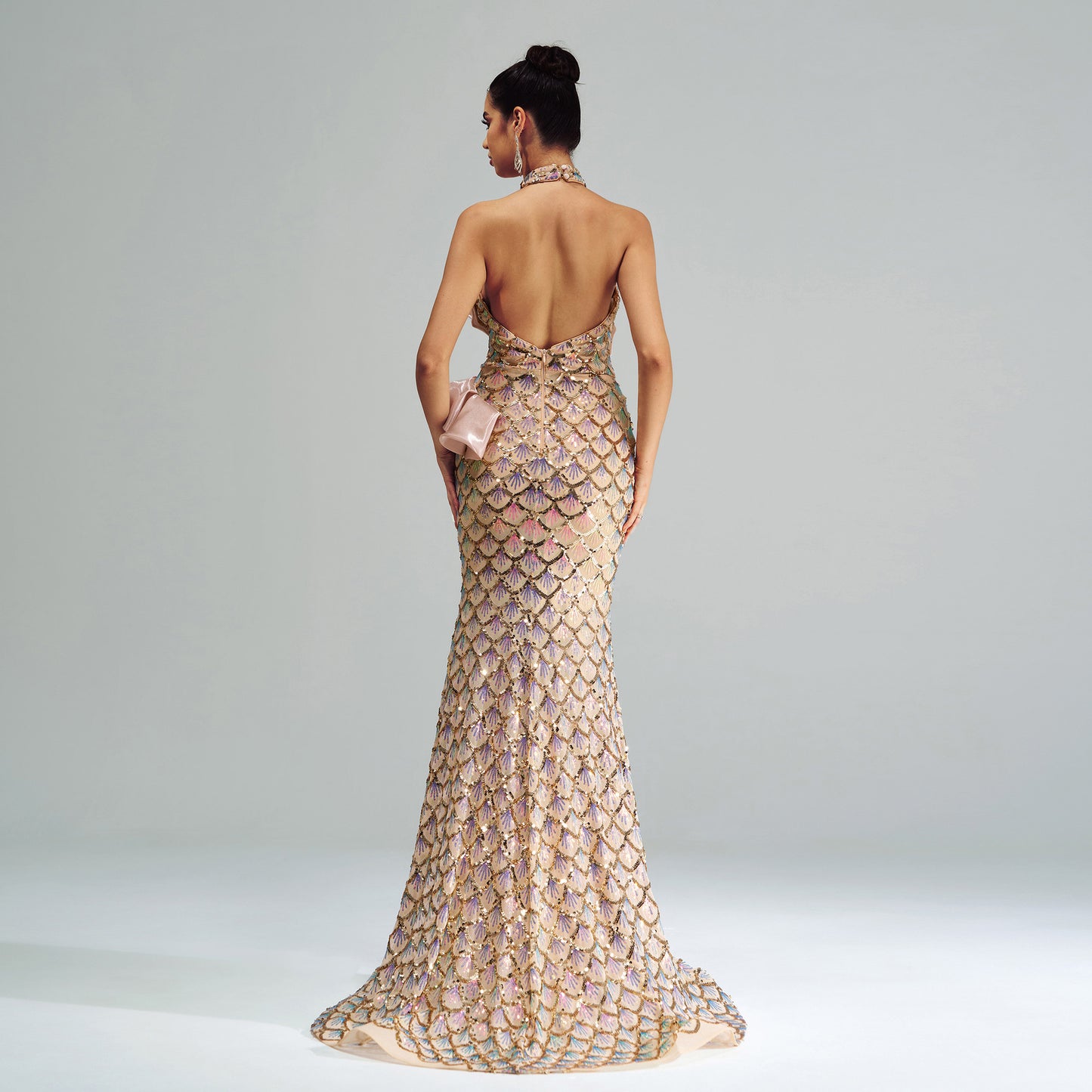 Halter Sequined Mermaid Evening Dress by Mirlaine Univers