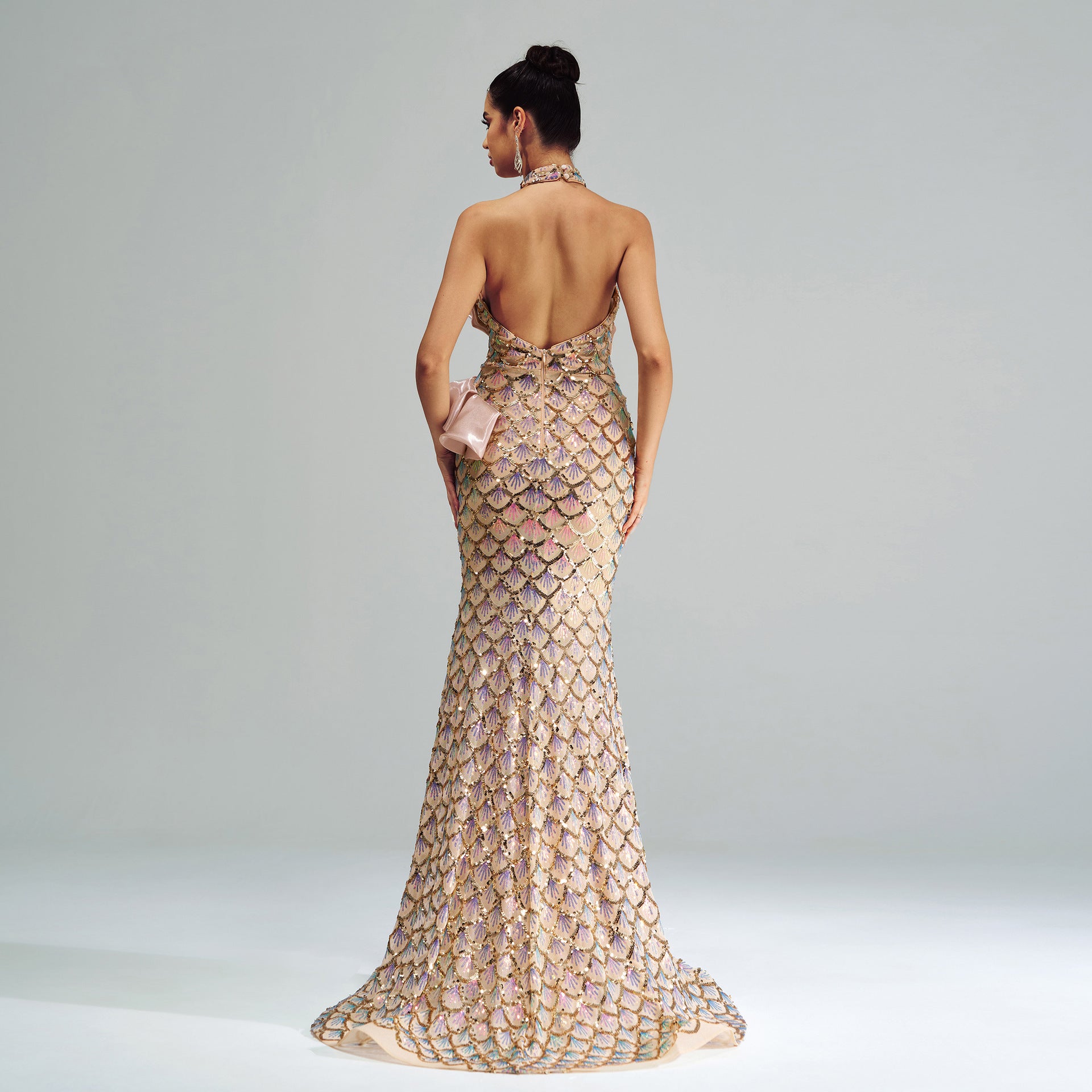 Halter Sequined Mermaid Evening Dress by Mirlaine Univers