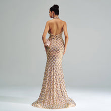 Halter Sequined Mermaid Evening Dress by Mirlaine Univers
