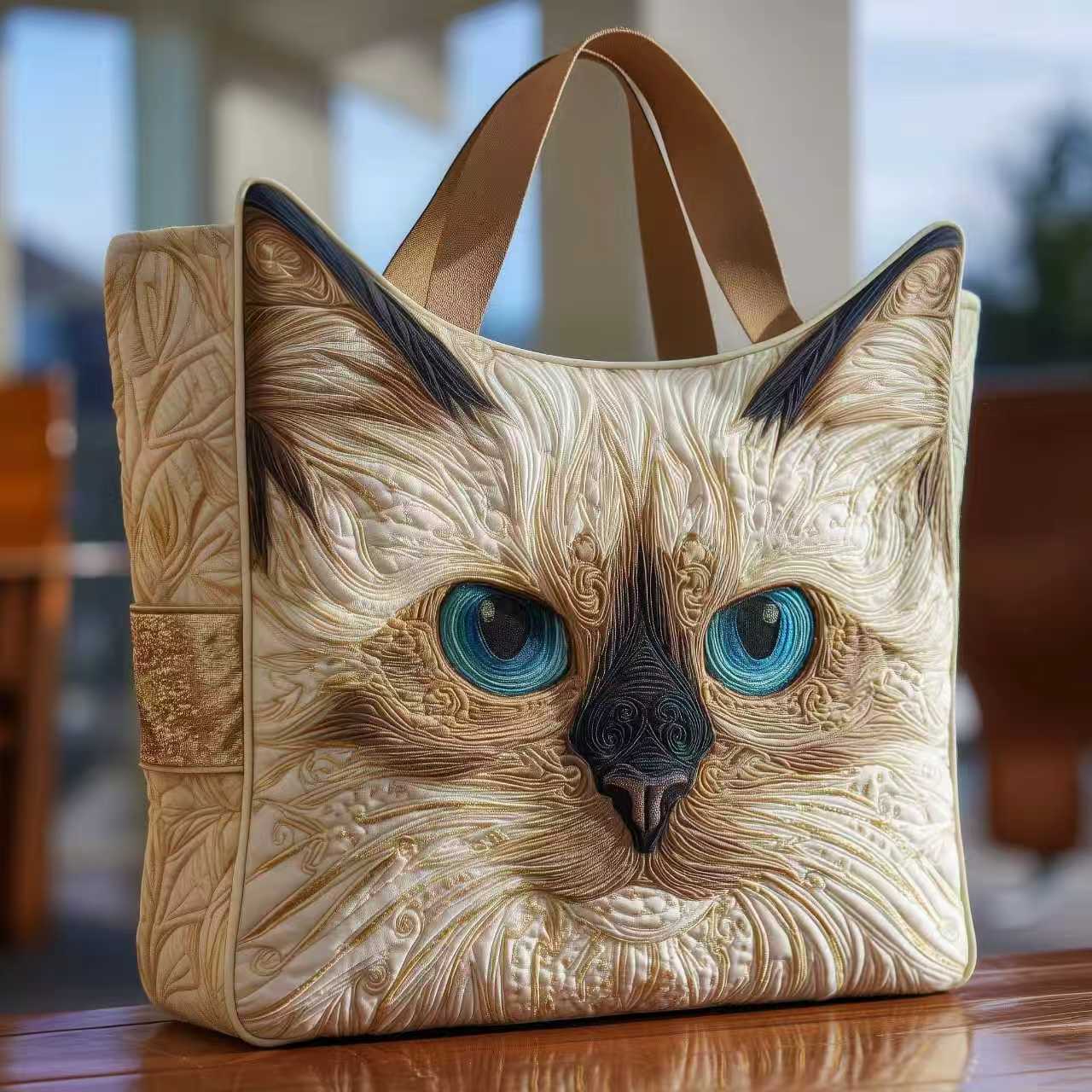 Creative, High-Capacity Tote Bag With Digital Print And Quilted Embroidery by Mirlaine Univers