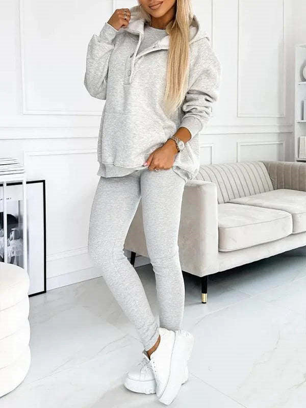 Women's Solid Color Vest Hoodie And Pants Set by Mirlaine Univers