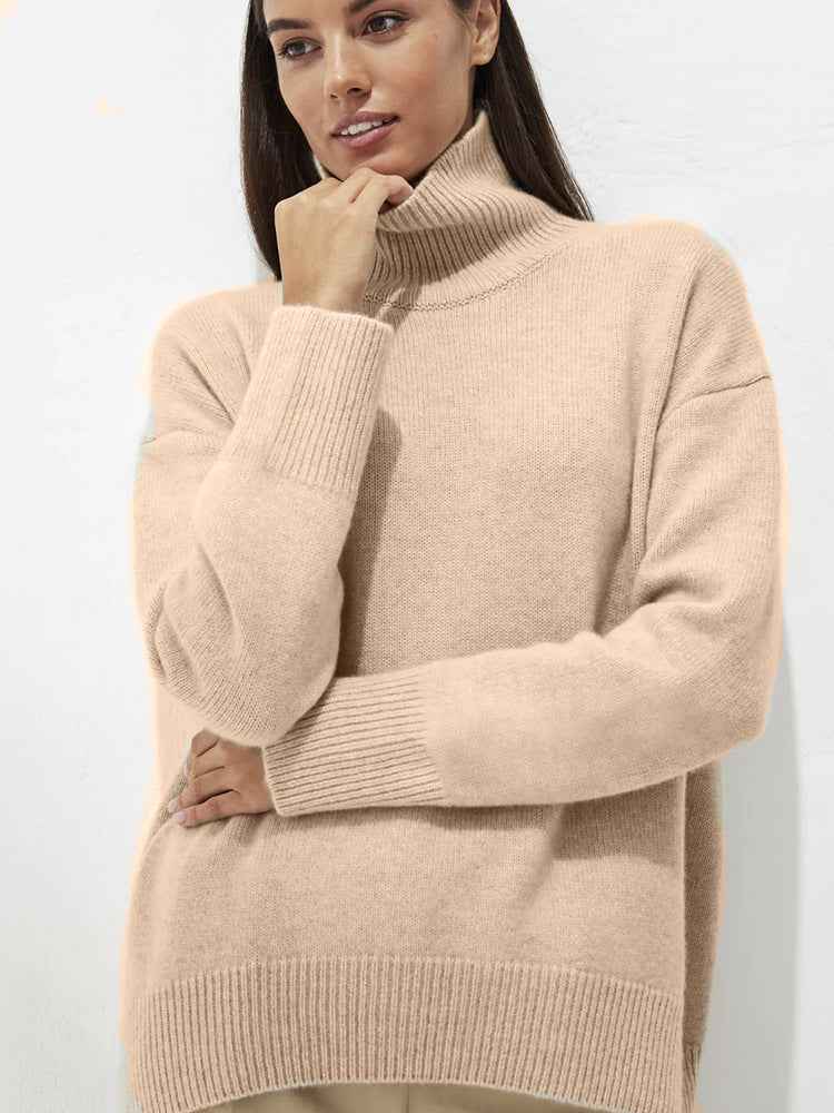 High Collar Loose Knitted Top Sweaters Women's Clothing