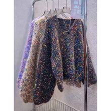 Women's V-neck Pullover Short Colorful Polka Dot Sweater
